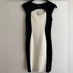 Express Vintage Black and White Sleeveless Sheath Mini Dress